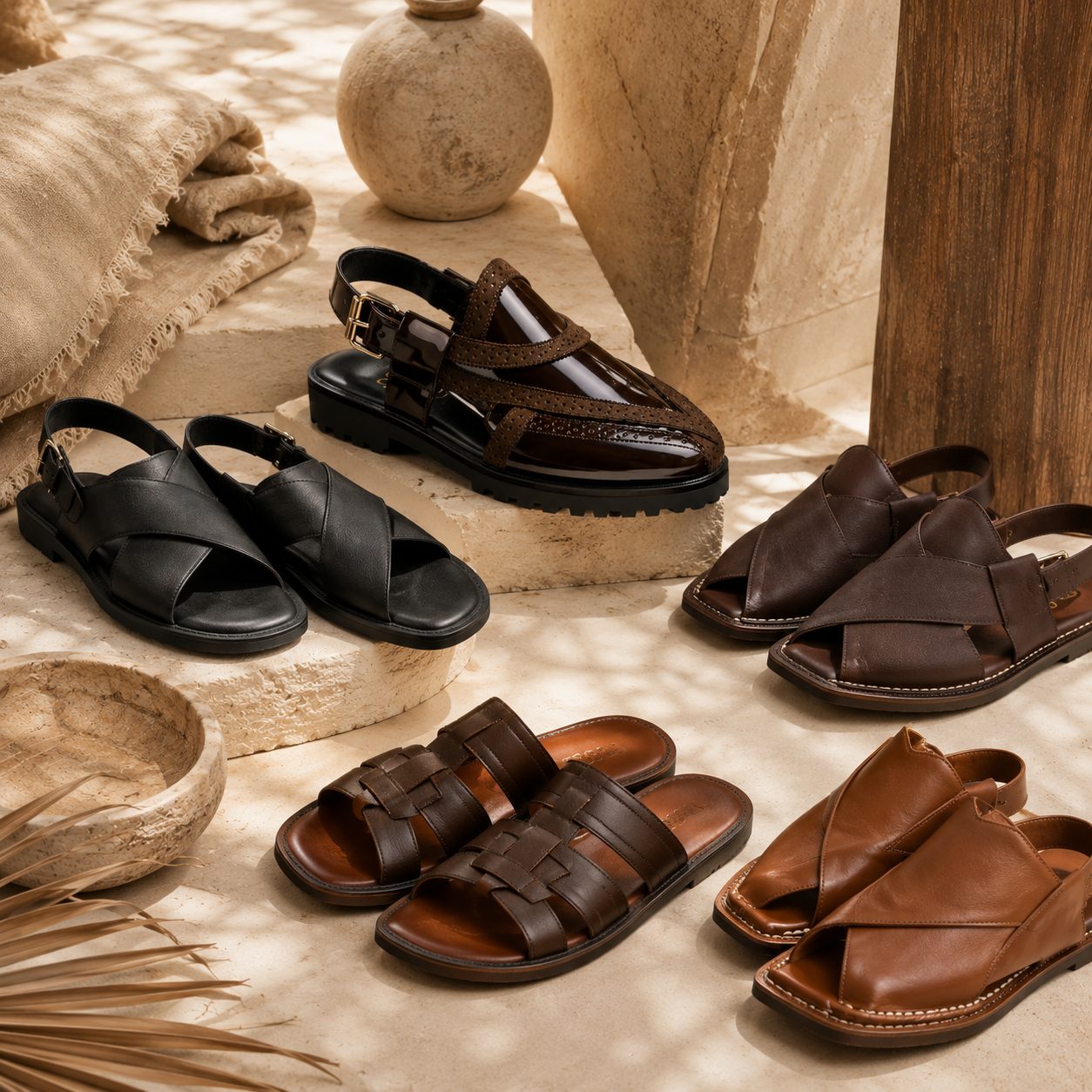 Handcrafted men's leather sandals