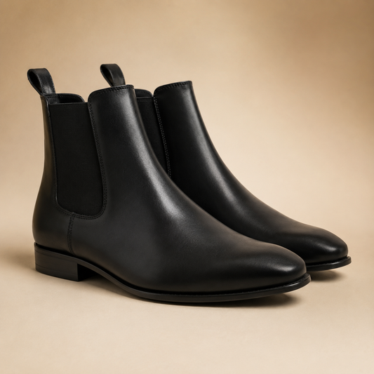 Aruza Men's Black Leather Chelsea Boots