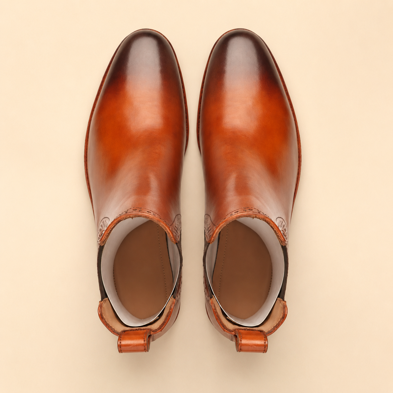 Torrye Men's Cognac Brogue Chelsea Boots