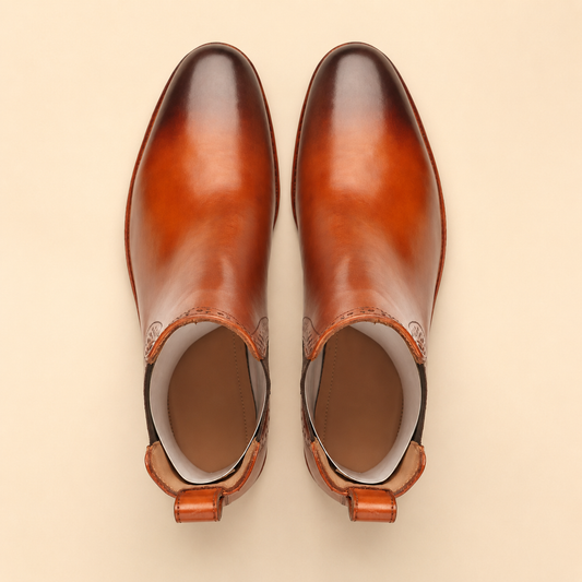 Torrye Men's Cognac Brogue Chelsea Boots