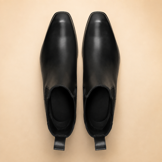 Aruza Men's Black Leather Chelsea Boots