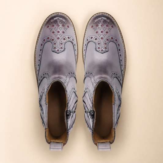 Lexie Men's Grey Brogue Chelsea Boots