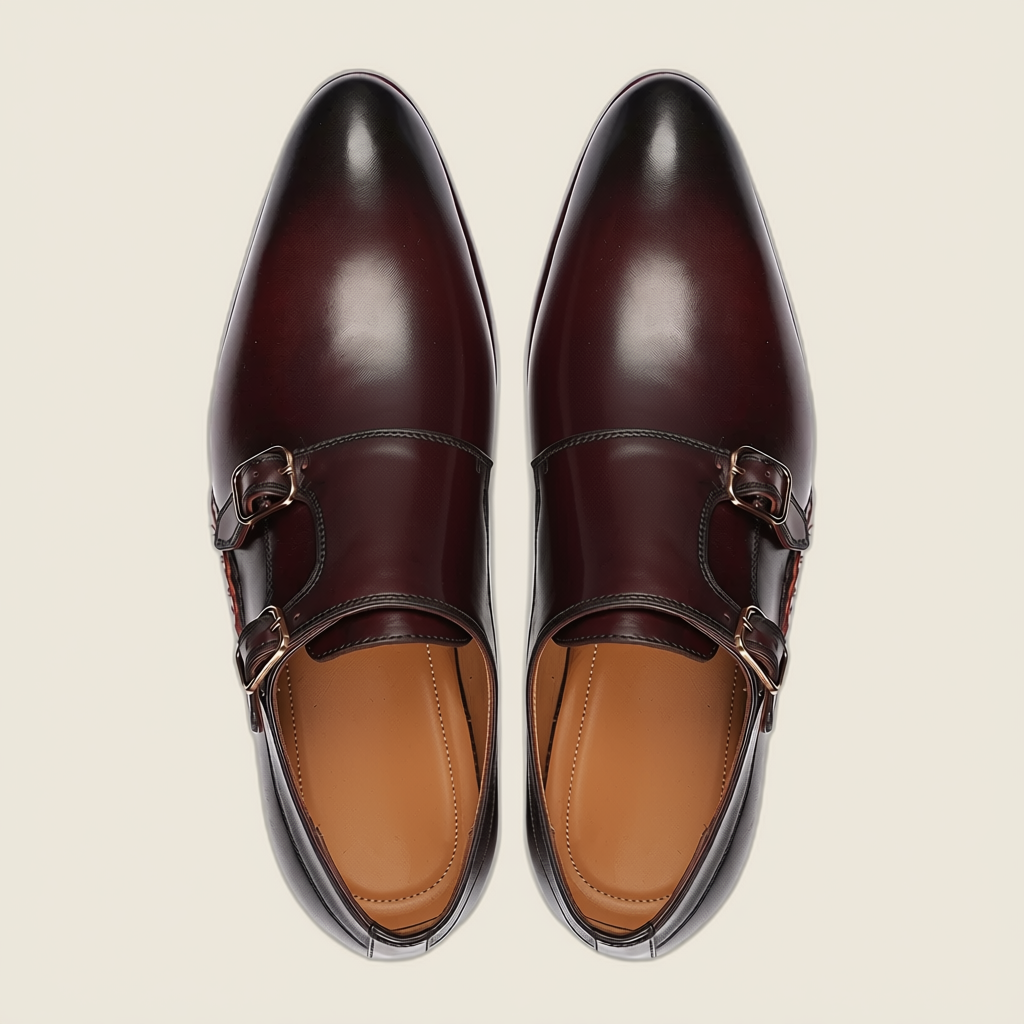 Steaphan - Men's Oxblood Patina Calf Leather Double Monkstrap