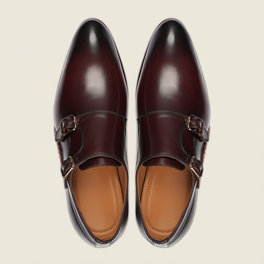 Steaphan - Men's Oxblood Patina Calf Leather Double Monkstrap